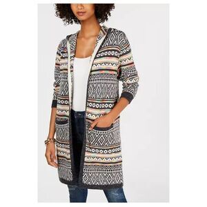 Monteau Aztec hooded Intarsia duster cardigan - XS